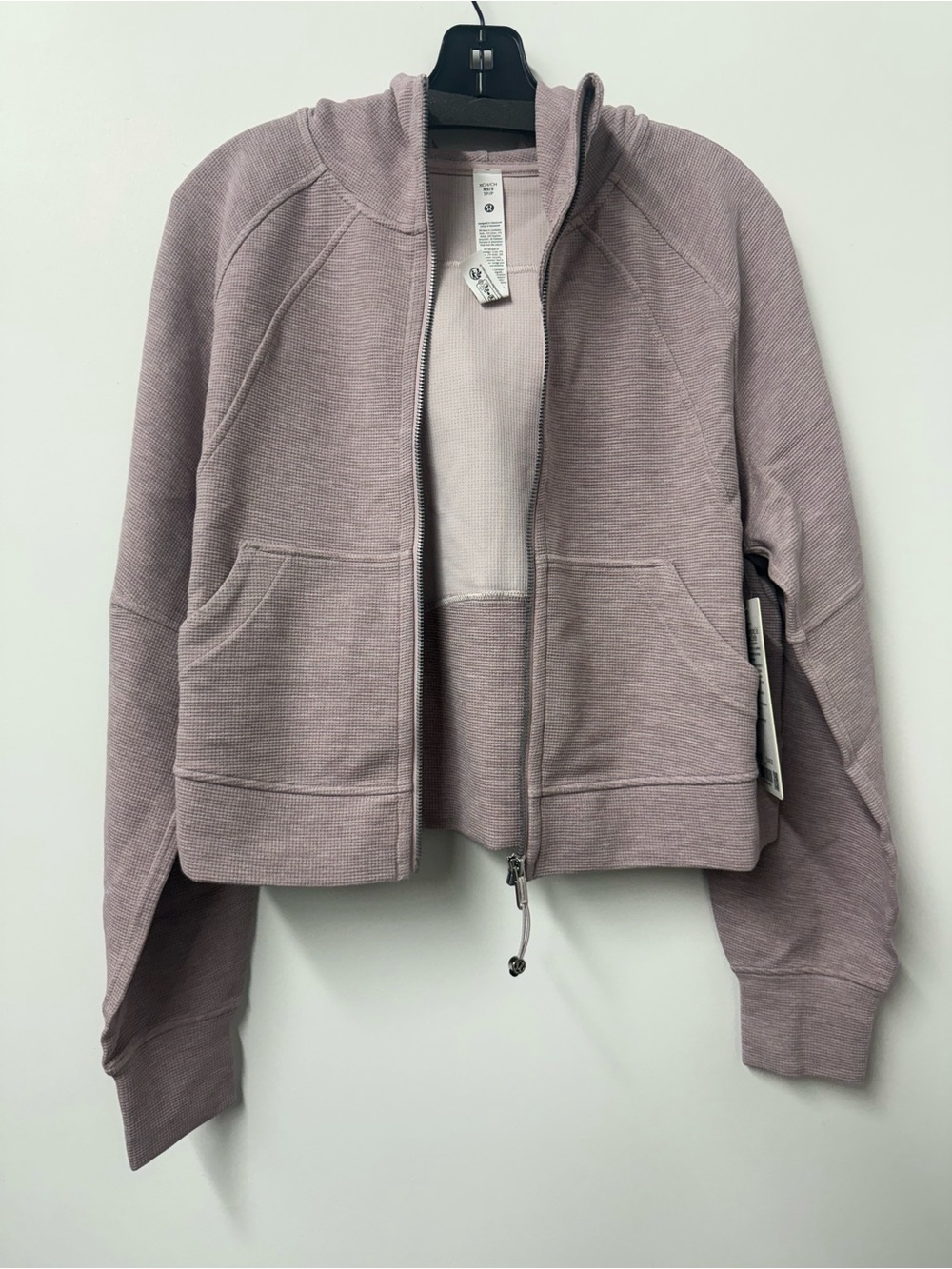 LuluLemon Scuba Oversized Full-Zip Waffle Knit Hoodie+Pant SET in Heathered Pink - Picture 3 of 10